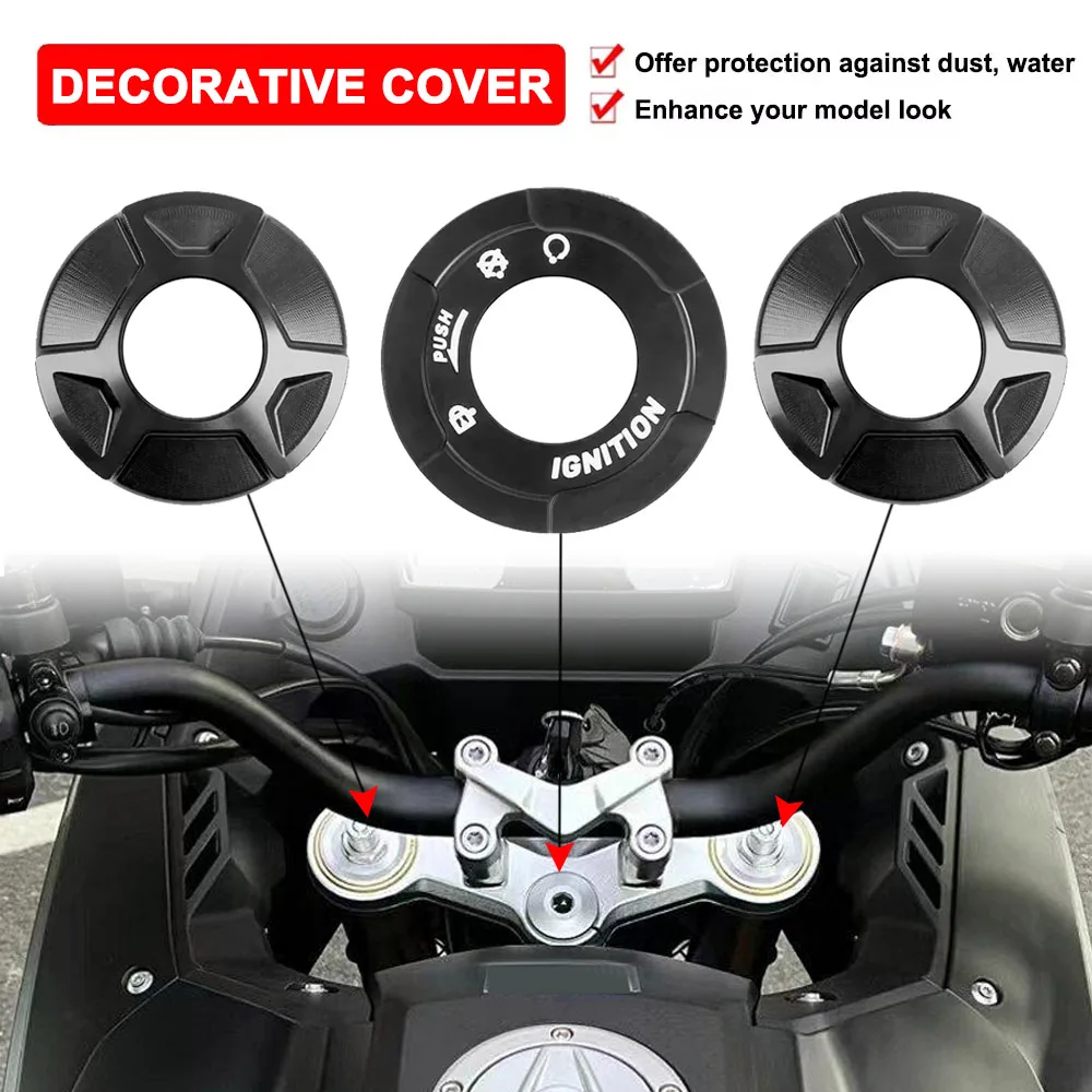 For VOGE 525DSX DS525X Motorcycle Key Ignition Switch Trim Cap Three-Star Column Decorative Cover CNC Electric Door Lock Caps