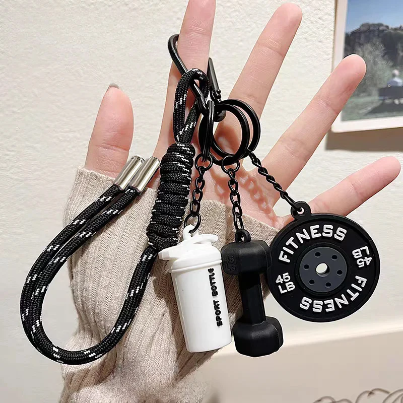 Nuevo DlY llavero con barra de silicona, regalos de gimnasio para gimnasio, pieza de peso de amor, llavero con barra desmontable, colgante para bolso