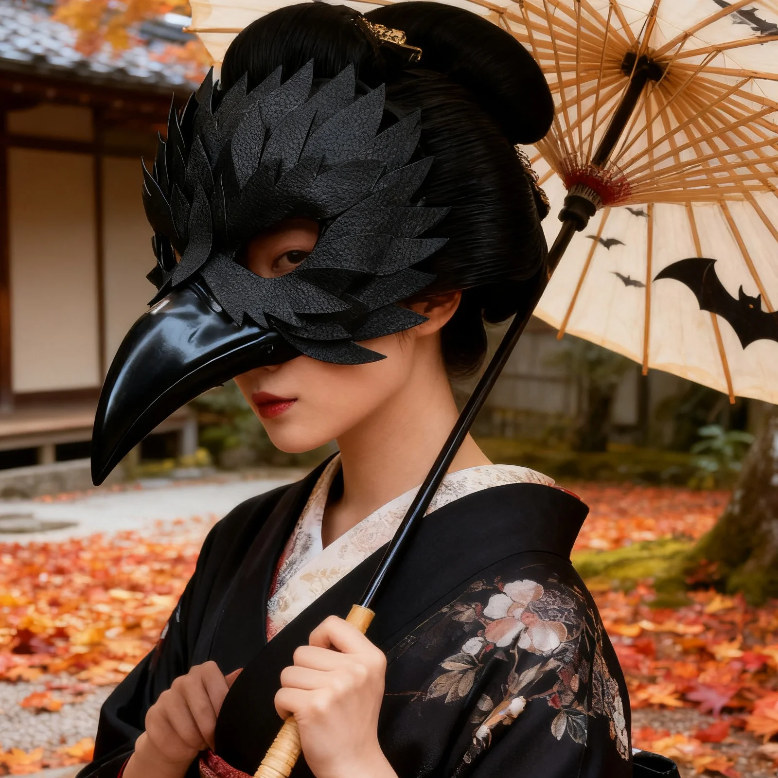 

Owl Mask Adult Half Face with Plumes - Lightweight Comfortable Fit - Halloween Masquerade Cosplay Animal Face Mask for Costume