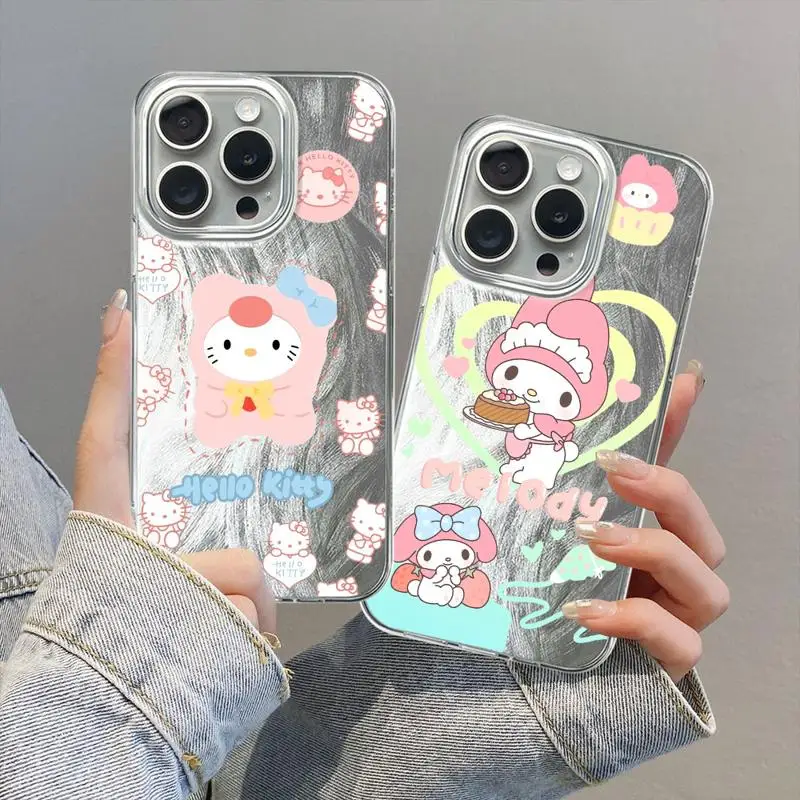 Camlet Glitter Case for Apple iPhone 11 13 15 Pro Max 12 14  7 X  8 Plus XS TPU Silicone Phone Cover Cartoon Kuromi Holle Kitty