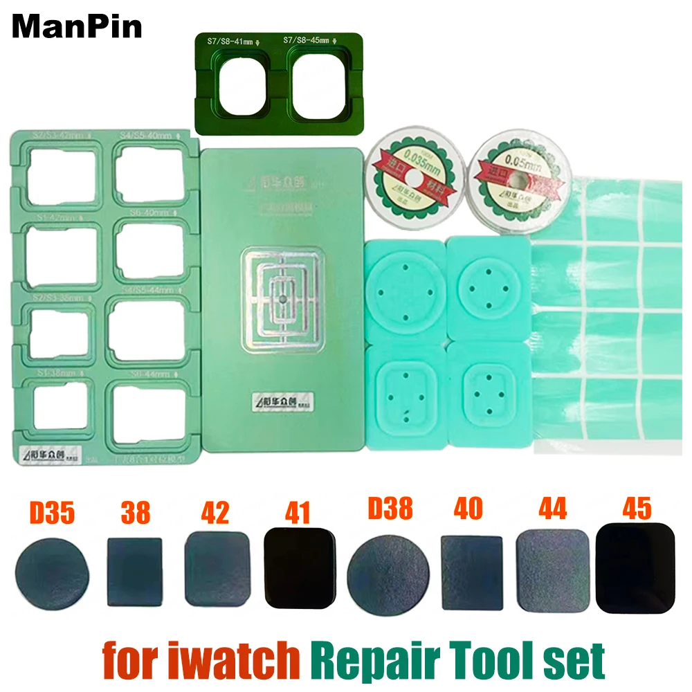 

10в1 набор форм для выравнивания положения ЖК-дисплея, разделительная накладка для стекла, ламинирующая резина OCA для экрана i Watch S8 S4 S5 S6 S7, инструмент для ремонта