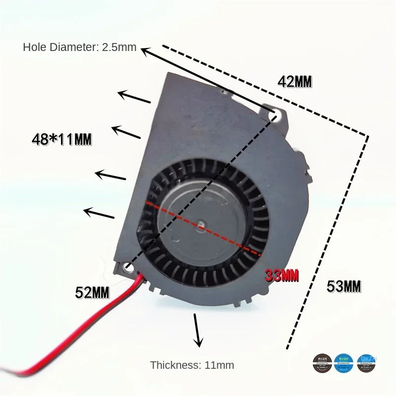 53*42*11MM Silent BF4010L12S turbine blower hydraulic bearing 12V 0.14A 5CM semi-circular heat dissipation fan