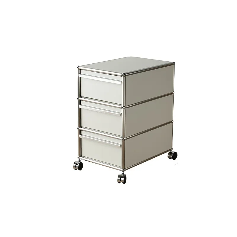 Medieval Office Stainless Steel Mobile Drawer Cabinet Modern Simple Storage Bedside Table