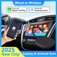 2-in-1 Wireless CarPlay Android Auto Adapter USB Dongle with Short Cable Zero Space Occupation Fits for 99% Factory Wired Cars