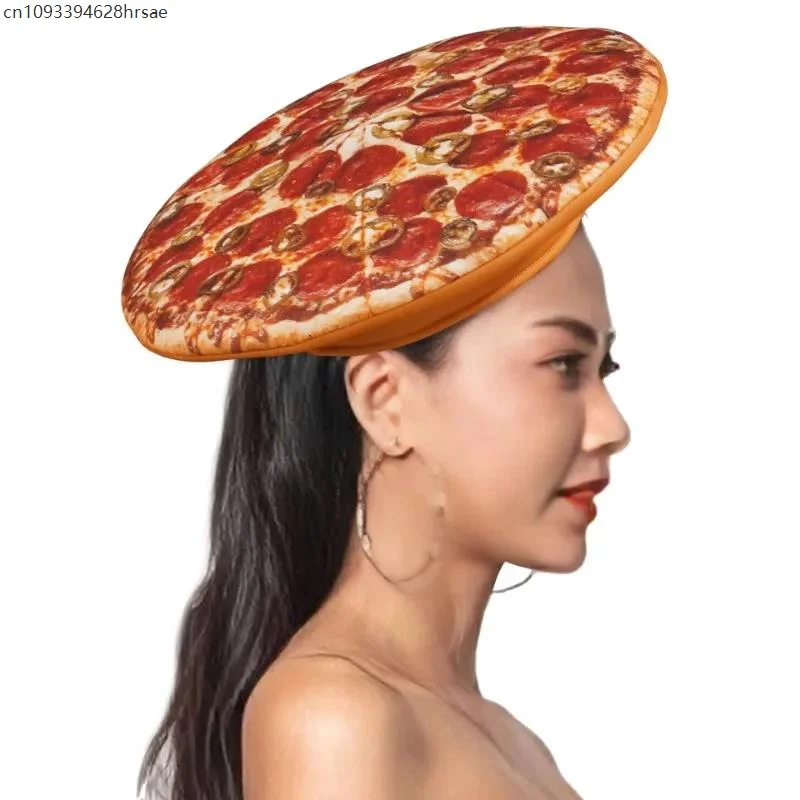 

Christmas Funny Fast Food Pizza Hat Fancy Caps Unisex Halloween Food Theme Food Cosplay Photo Props Headwear