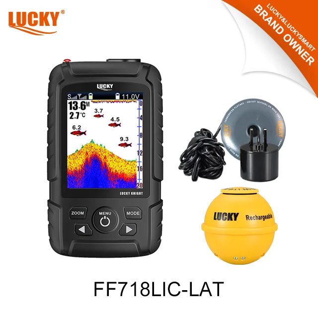 행운의 낚시 장비 어군 탐지기 FF718LIC-LAT LA 무선 센서 변환기 센서가 장착된 2.8인치 컬러 도트 매트릭스 디스플레이