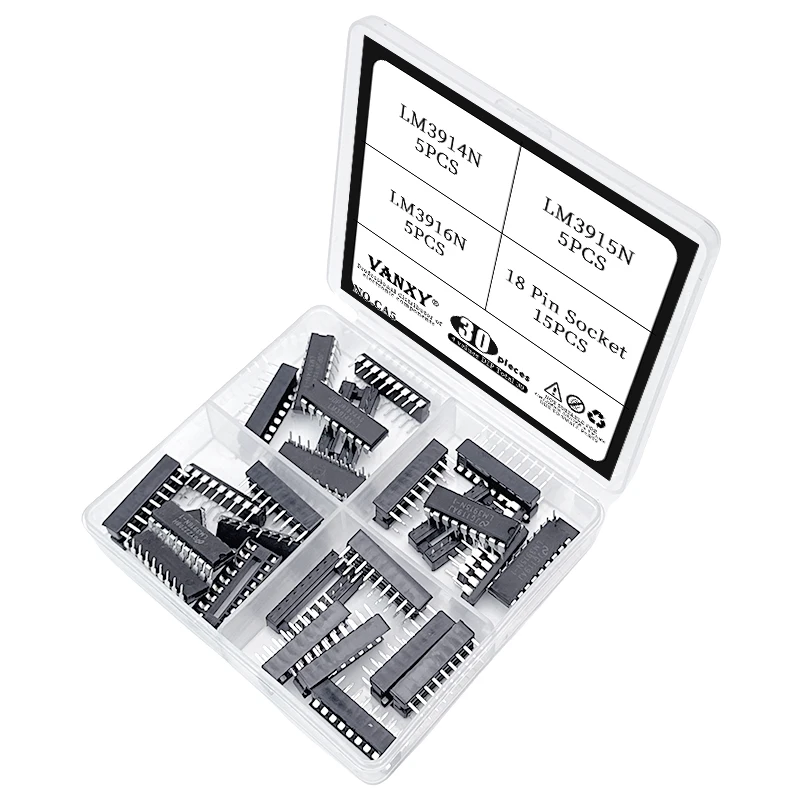 4 values kit LM3914N-1 LM3915N-1 LM3916N-1 DIP-18 sockets LED bar graph display driver LM3914 LM3915 LM3916