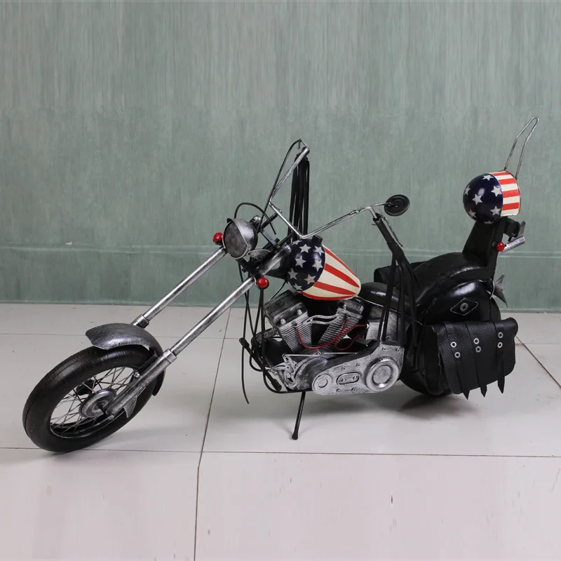 Handmade retro wrought iron ornaments 1969 motorcycle model large Harley model