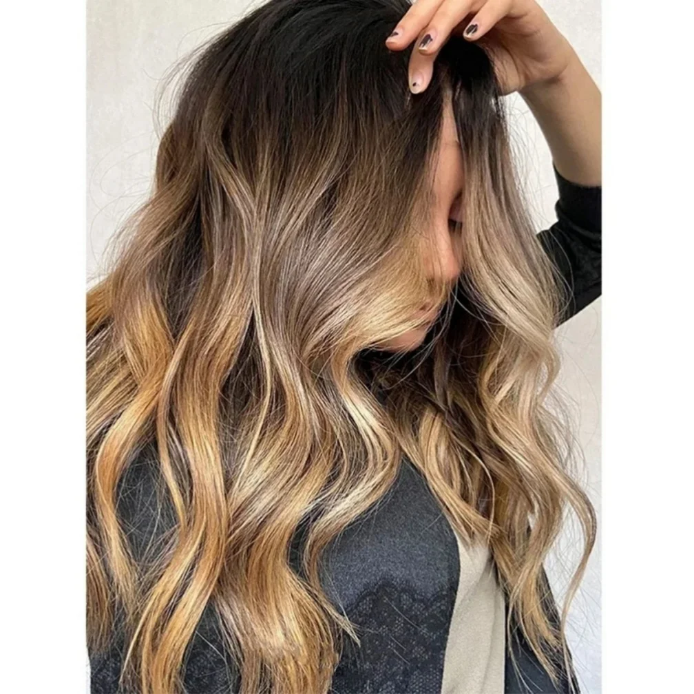 24Inch Lace Front Wig Ombre Blond wave HD Lace Frontal Wigs Hair Pre Plucked Hair Wigs For Women Deep Part