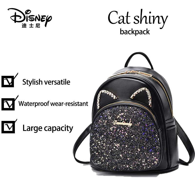 

Disney Cartoon Cat Sequin Backpack Waterproof Durable Large Capacity Fashion Casual Daypack
