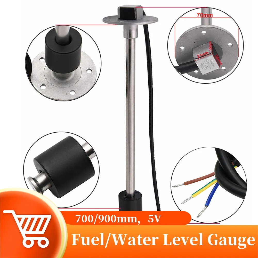 

750mm 900MM Water Fuel Level Gauge Sensor 5V Signal Marine Boat Yacht Car Oil Liquid Tank Fuel Sender Unit Sensors