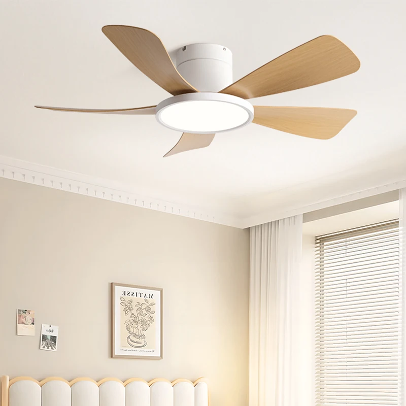 QINIWAKE 42/52 Inch Modern Silent Ceiling Fan Remote Controlled 6-Speed Adjustable and Reversible Decor for Living Room Bedroom