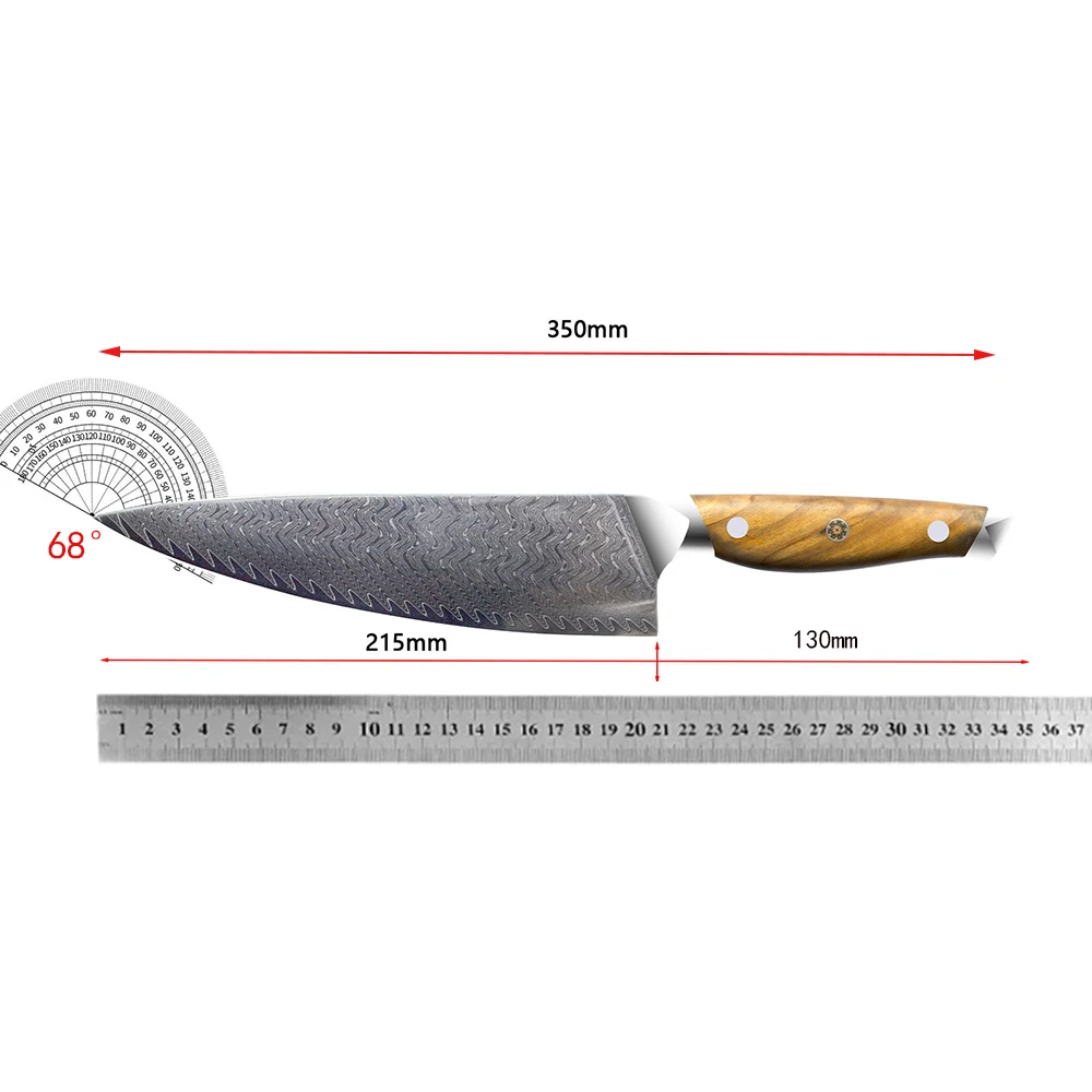 8.5 Inch Chef Knife 67-layers Damascus Steel VG-10 Blade Olive Wood Handle Slicing Vegetables Cleaver Meat Gyuto Kitchen Knife