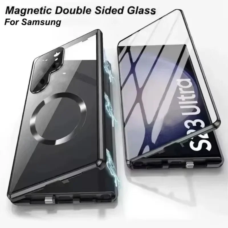 360 ° Full Protection Metal Magnetic Case For Magsafe Samsung Galaxy S26 S25 S24 S23 S22 Ultra Plus Double Sided Snap Lock Cover
