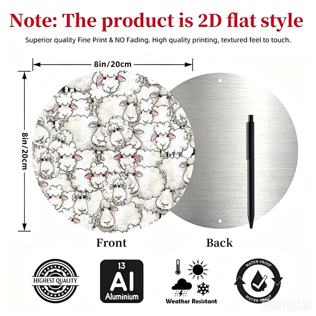 JIT 1-Pack Round Metal Tin Wall Decor with a Smooth Surface for Easy Hanging. This stylish metal tin wall decoration is suitable for various settings such as the living room, garden, and reading nook, making it a high-quality everyday home decoration. view 3