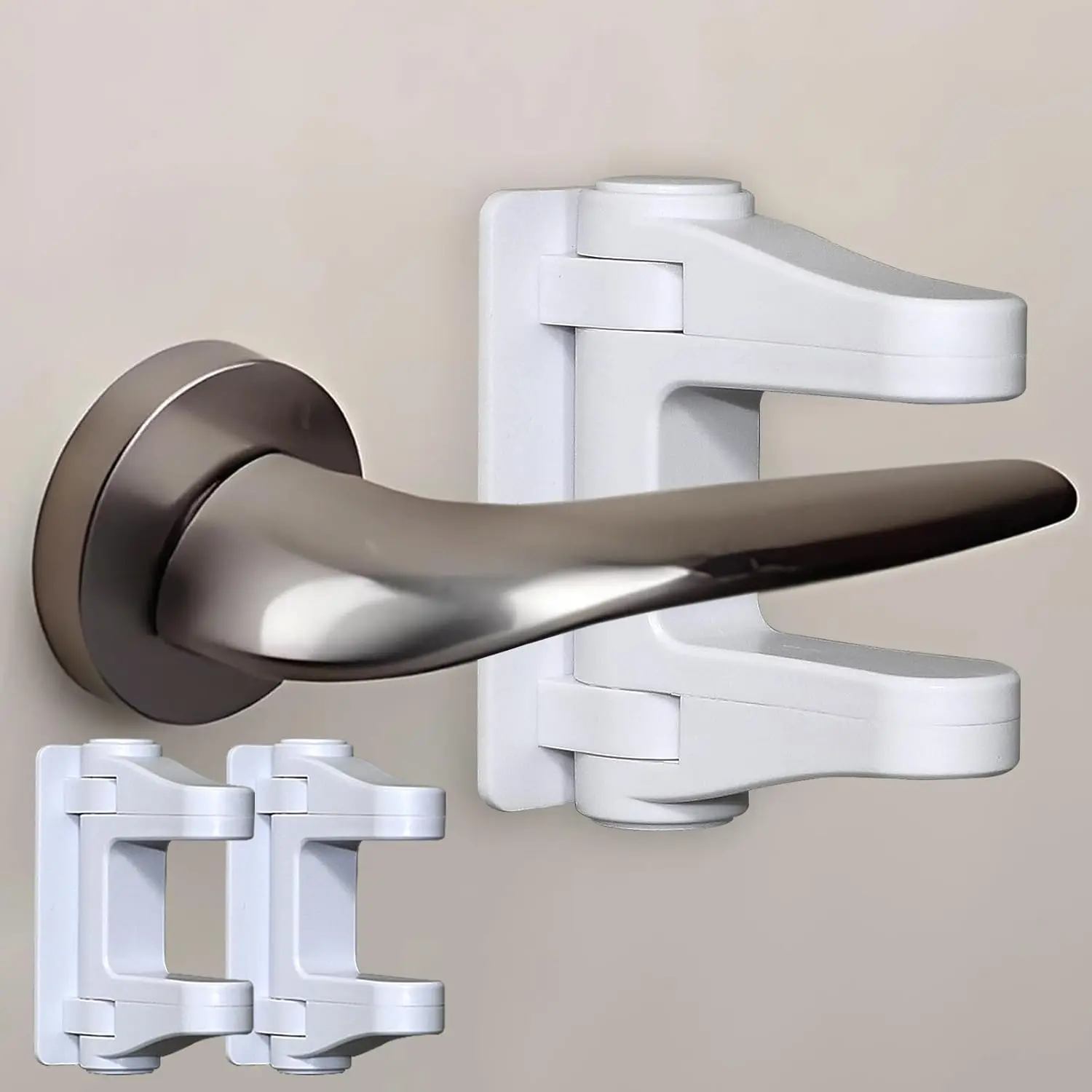 Door Lever Lock Child Proof, Door Handle Baby Proof No Drilling, 3M Adhesive Child Safety Cabinet Locks for Doors Simple Install