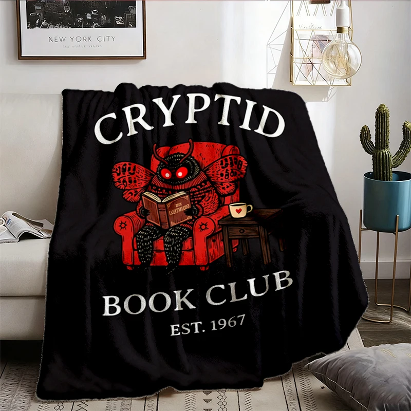 Mothman Flannel Blanket-Cryptid Book Club Flannel Throw-Cozy Weirdcore Reading Gift