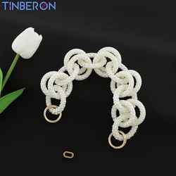 TINBERON DIY Pearl Bag Chain Strap Fashion Bag Accessories Handbag Handle Strap Wrist Short Chain belt Acrylic Pearl Chain Strap