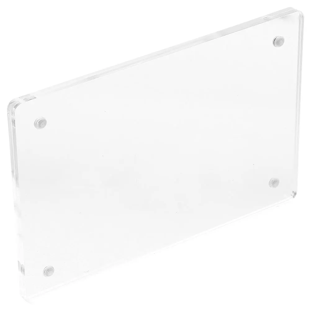 Clear Acrylic Business Card Display Stand Magnetic Sign Holder Tabletop Nameplate Rack Office Restaurant Wall Mountable