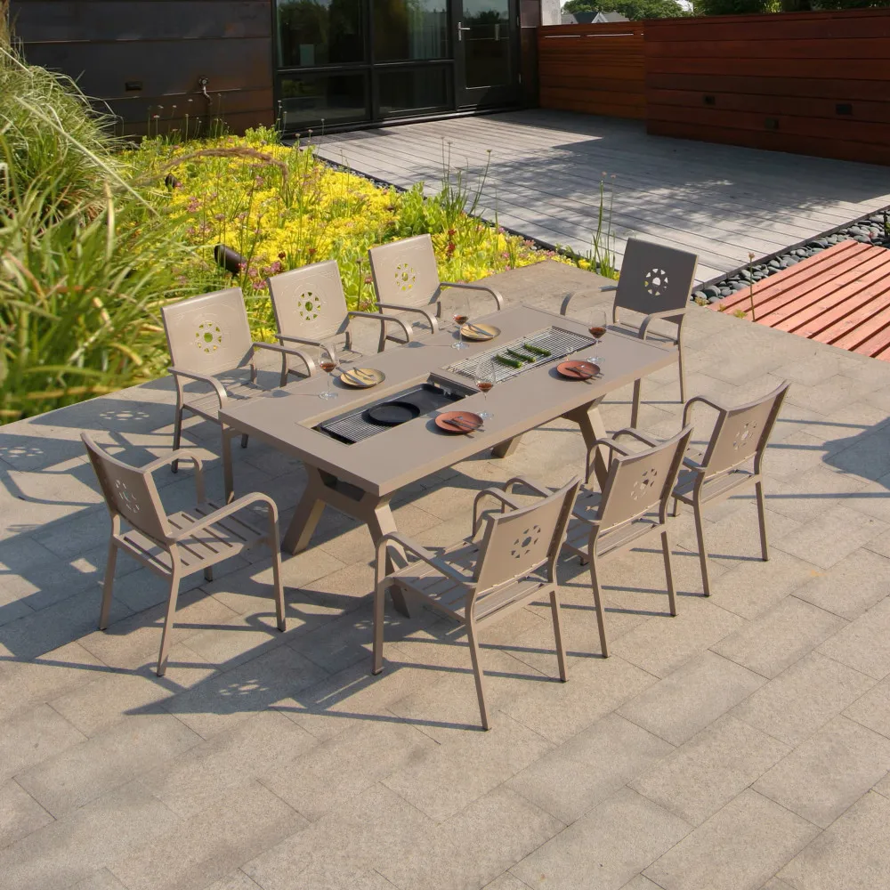 xx-Luxury Roast Furniture Smokeless Hot Pot Barbecue Table And Chairs Set Restaurant Electric Grills Korean Bbq Grill Tables^