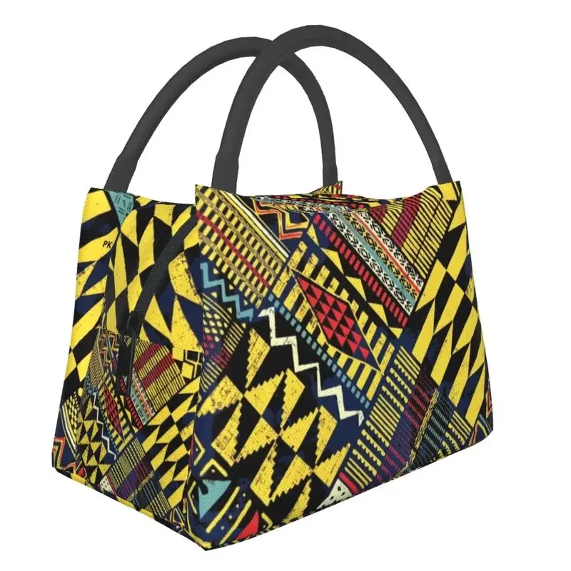 

Patchwork Kitenge Ankara Nigeria Insulated Lunch Bags for Women African Style Design Print Cooler Thermal Bento Box Work Picnic