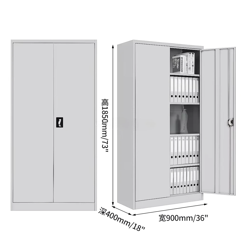 Metal Steel 2 Swing Door 4 Shelves Office  Filing Storage Cabinet Lock Organizer for Office Garage  School