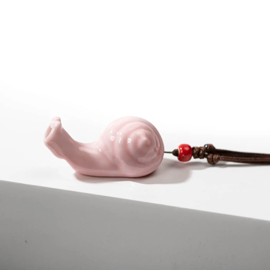 Charming Ceramic Snail Whistle Pendant With Adjustable Colored Strings Adorable Cartoon Snail And A Stylish Necklace 2X835