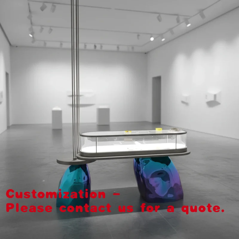 custom.High Quality Rectangular Glass Fiber Reinforced Plastic Art Exhibition Display LED Lighting Museum Retail