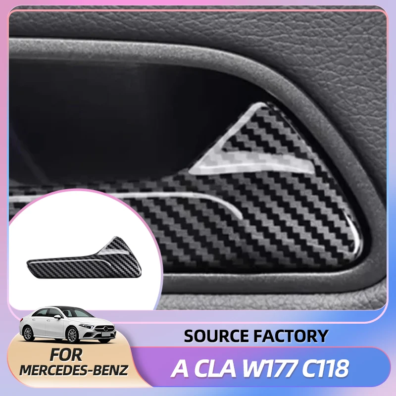 

Эмблемы, 4 шт./компл., внутренняя дверная ручка автомобиля, накладка, наклейка для Mercedes-Benz A CLA Class W177 C118 2019-24 Auto In