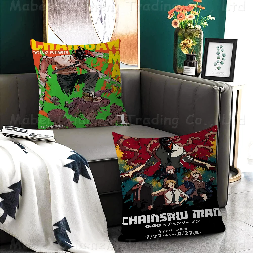 Anime Chainsaw Man Cushion Cover 30x50 Polyester Sofa Cushions Decorative Throw Pillows Home Decoration Pillowcover