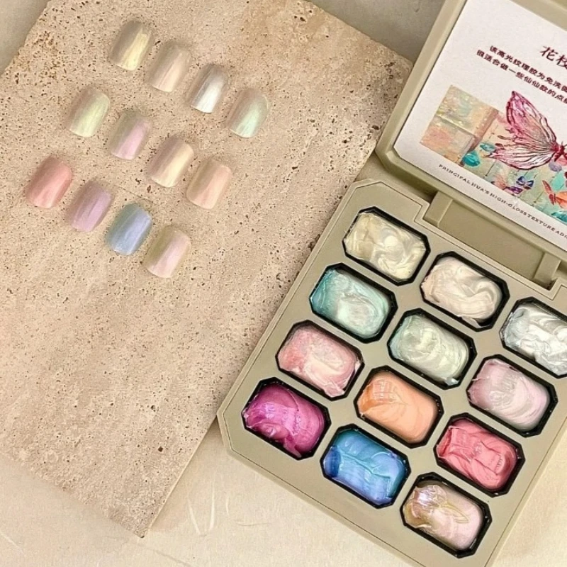 

Pearlescent 3D Painted Gel Nail Polish 12Colors Silk Texture Modeling Gel For Carving Drawing Creative Nails Art For Manicure