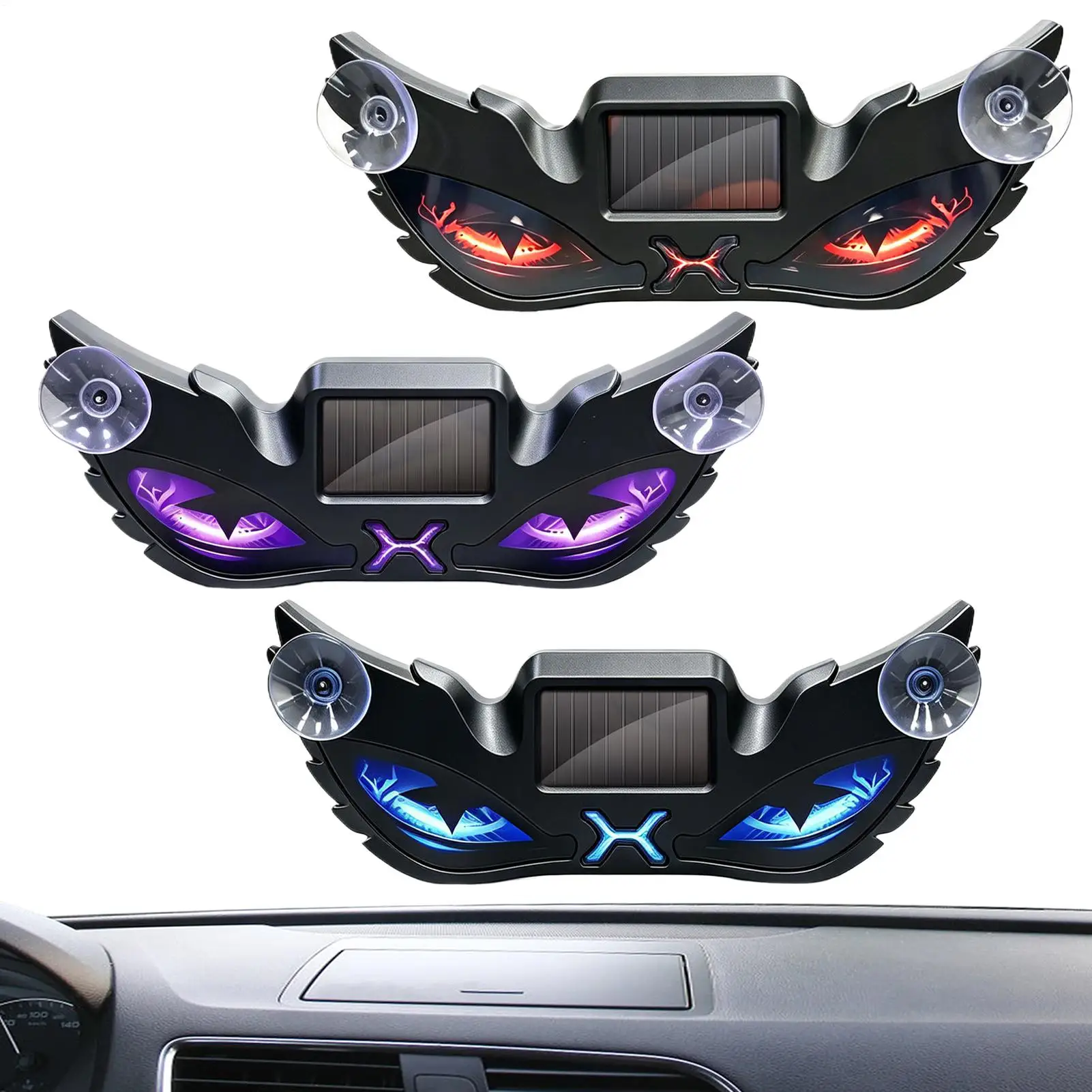 LED Eyes for Car Windshield Rechargeable Suction Cup Waterproof Multi-Mode Windshield Eyes Car Solar Lights for Truck MPV RV