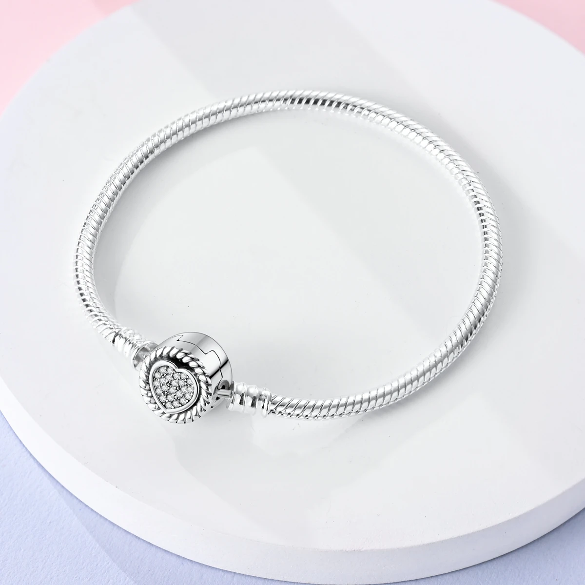 925 Sterling Silber Original Schlangenkette Herzverschluss Perlen-Sicherheitskette Armbänder Passend für Charms DIY Schmuck für Frauen – Detail 20