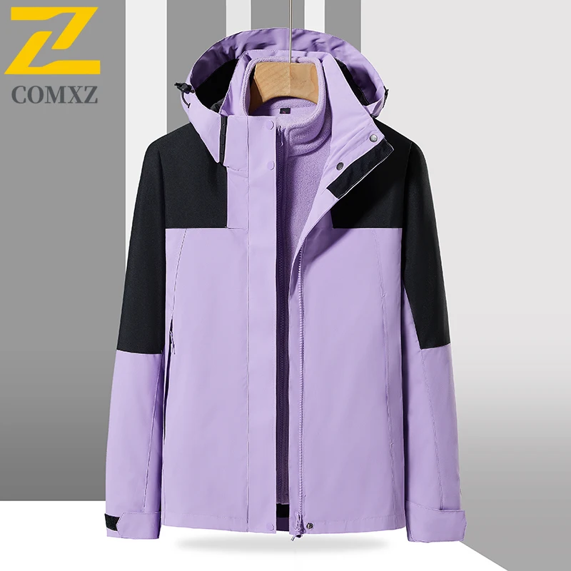 EIAO 3-in-1 سترة واقية للجنسين عالية الجودة سستة مقاوم للماء سترة مضادة للرياح المشي لمسافات طويلة التخييم الحرارية معطف خفيف الوزن في الهواء الطلق #4