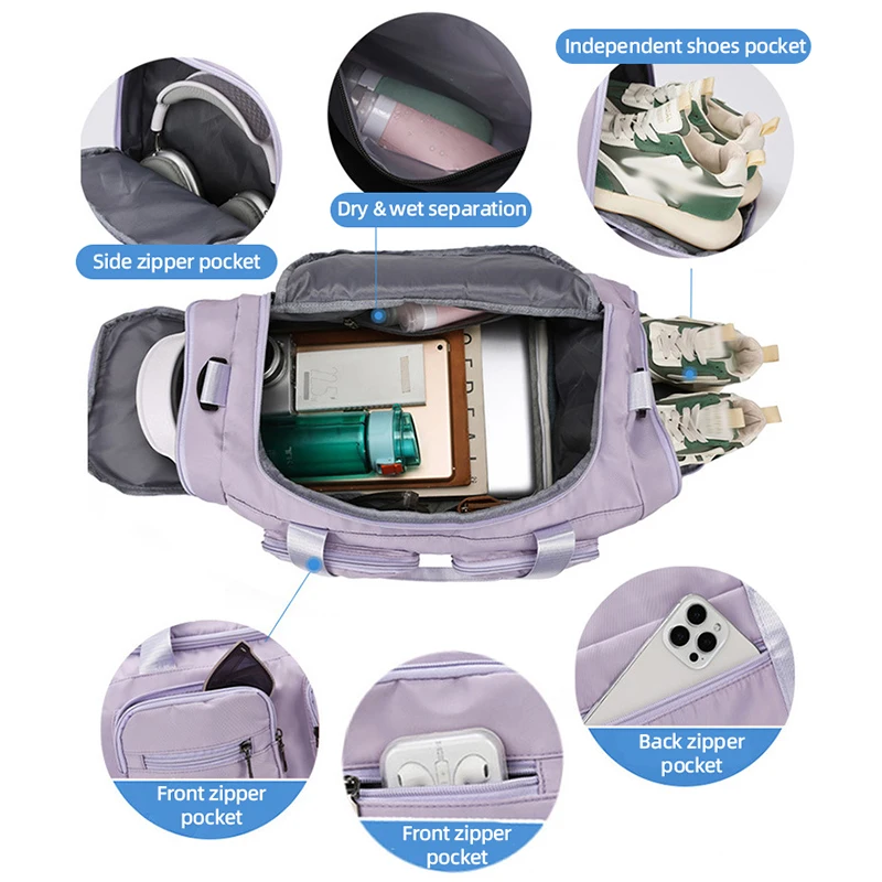 الصالة الرياضية حقيبة اللياقة البدنية الجافة الرطبة في الهواء الطلق السفر رحلة عمل الأمتعة حقائب كروسبودي الأحذية جيب التنقل التخييم على ظهره #2