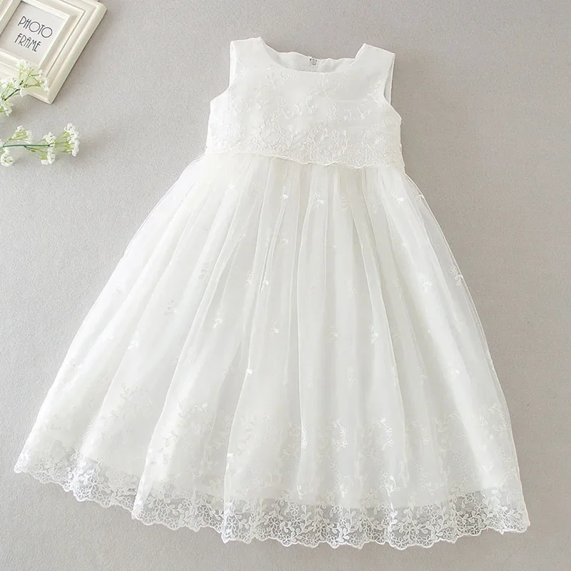 2025-new-summer-toddler-baby-girl-baptism-dress-white-lace-mesh-splicing-0-24m-infant-birthday-party-wedding-princess-dress