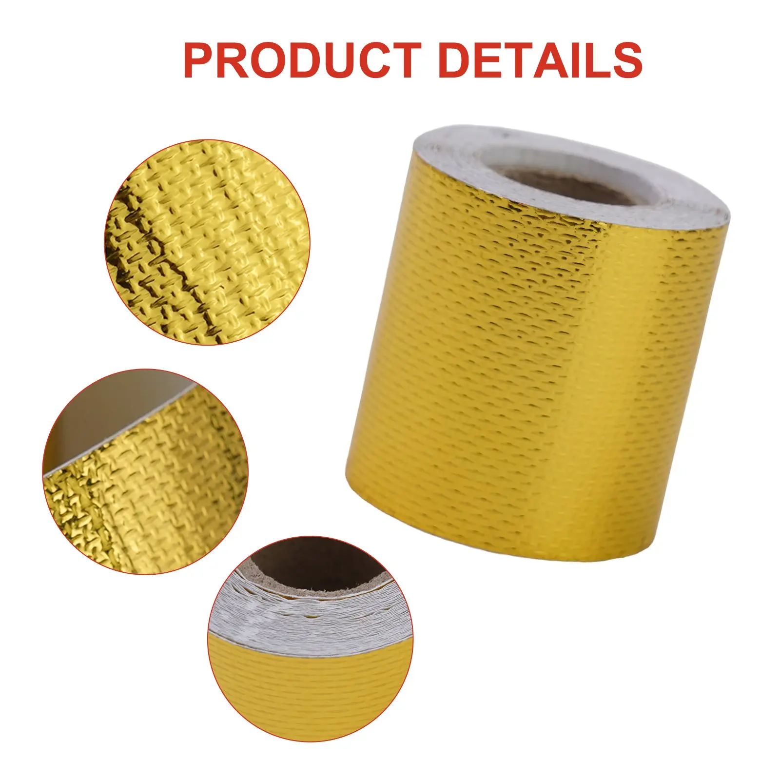 Tape Insulation Tape Niversal Fitment Aluminum Foil Golden Air Intake Pipe Car Truck Parts Exhaust Tube Golden Design view 4
