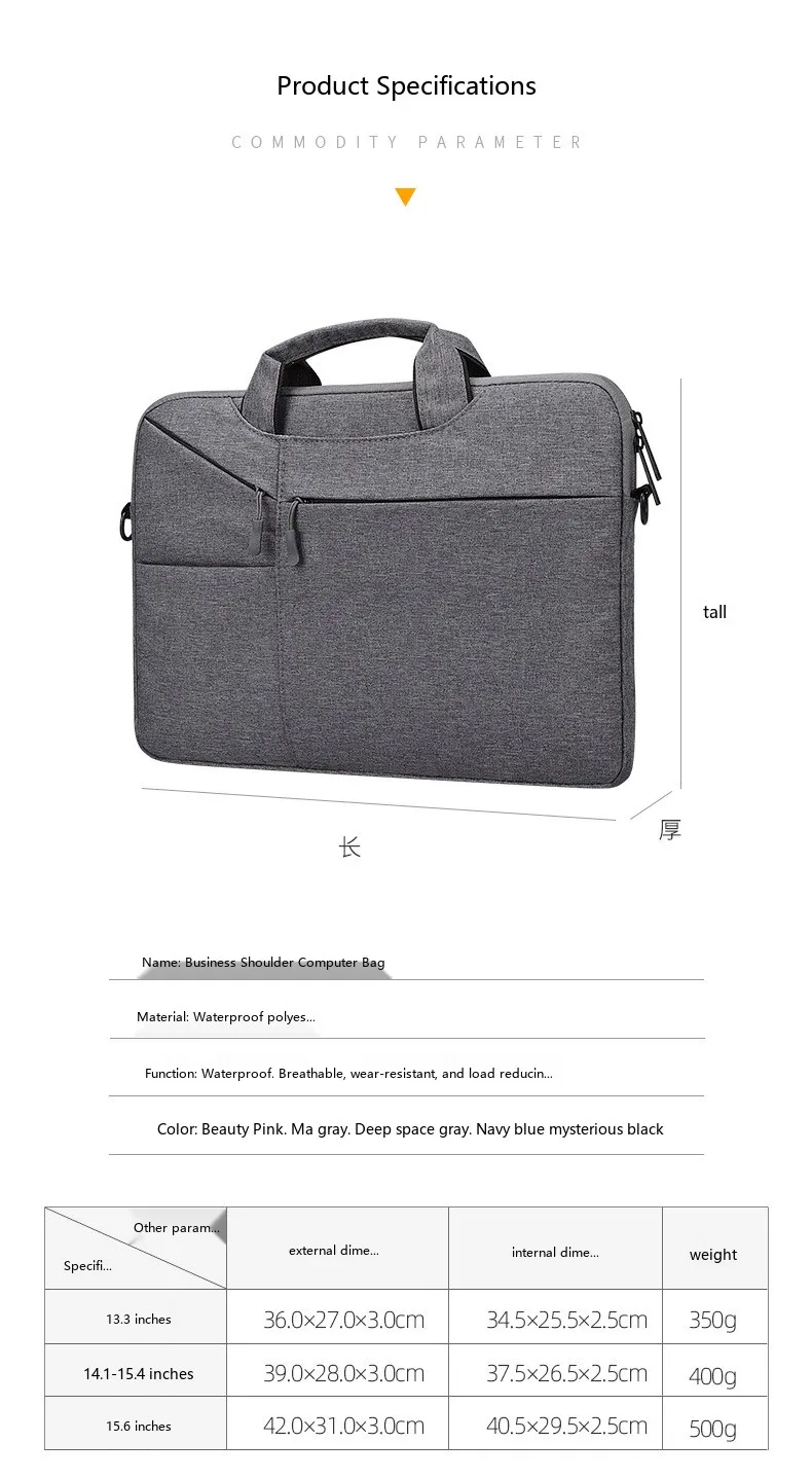 Oxford Laptop-Umhängetasche 14 15 Zoll Wasserdichte Aktentasche für MacBook Tragbare Schulter-Handtasche – Detail 3