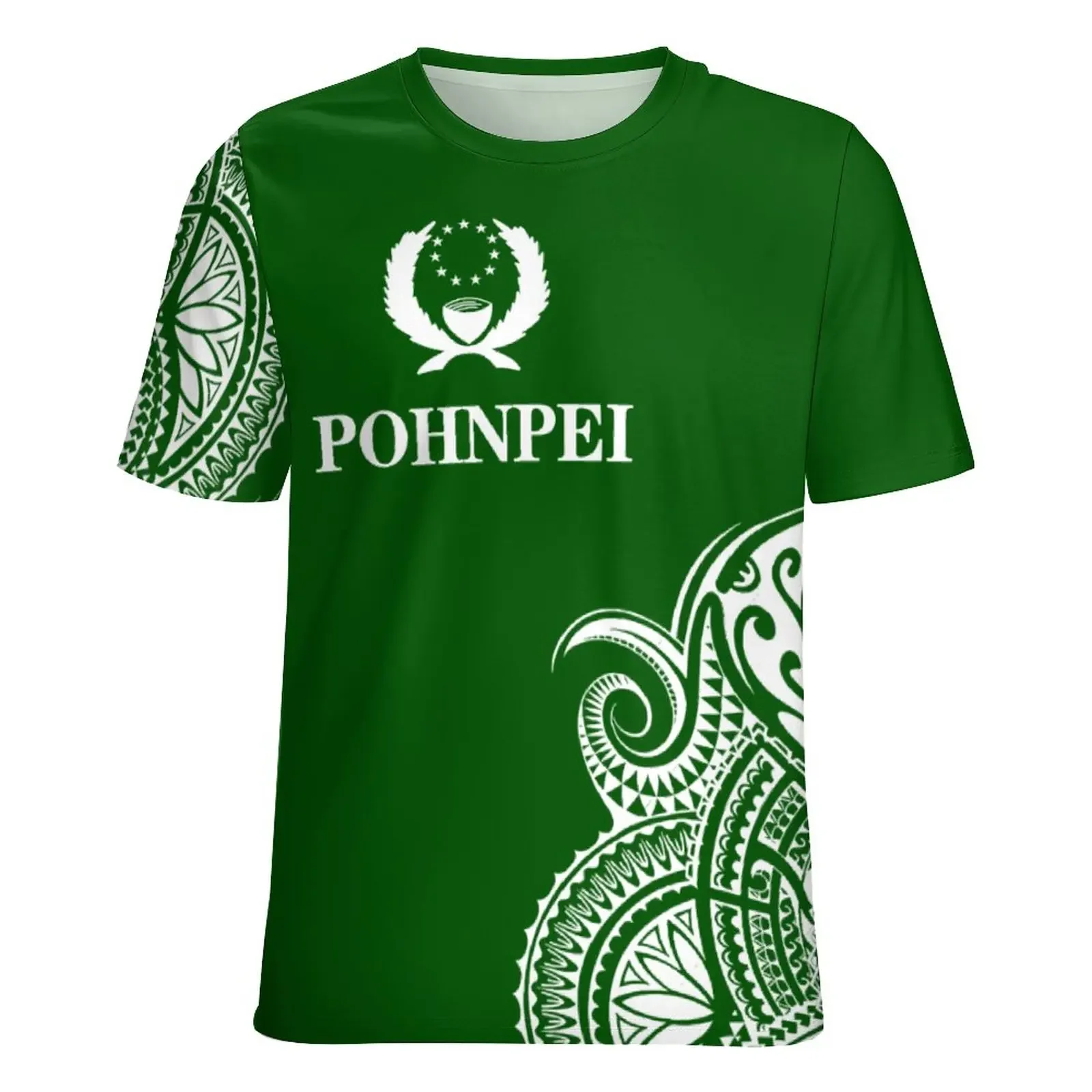 Polynesian Traditional Tribal Pattern Polyester T-shirt with High-definition Printed Short Sleeved Shirt Custom Design for Comfo