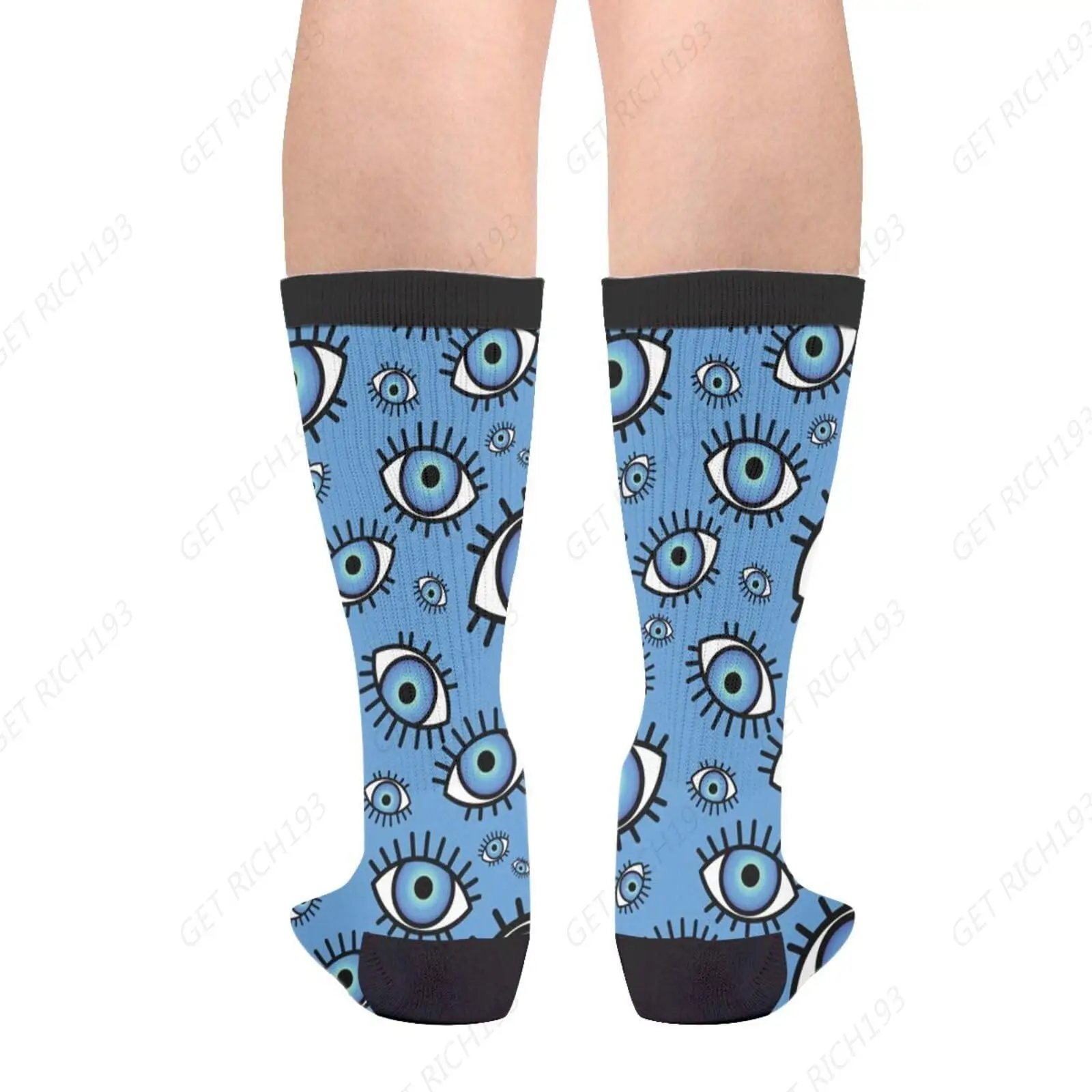 Blue Evil Eye Resting Eyes Eyeball Devil Eye Full Casual Funny Funky Novelty Socks Gift For Men Women