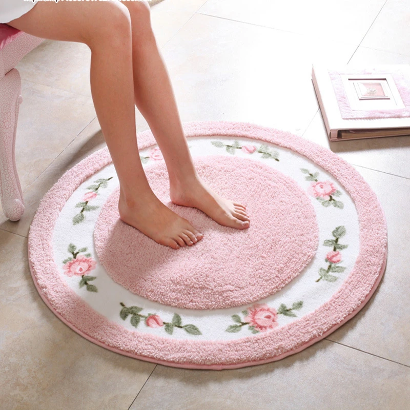 Floral Style Living Room Bedroom Round Floor Rugs Diameter 70 And 90cm Sofa Bathroom Area Carpets Microfiber Table Chairs Mat