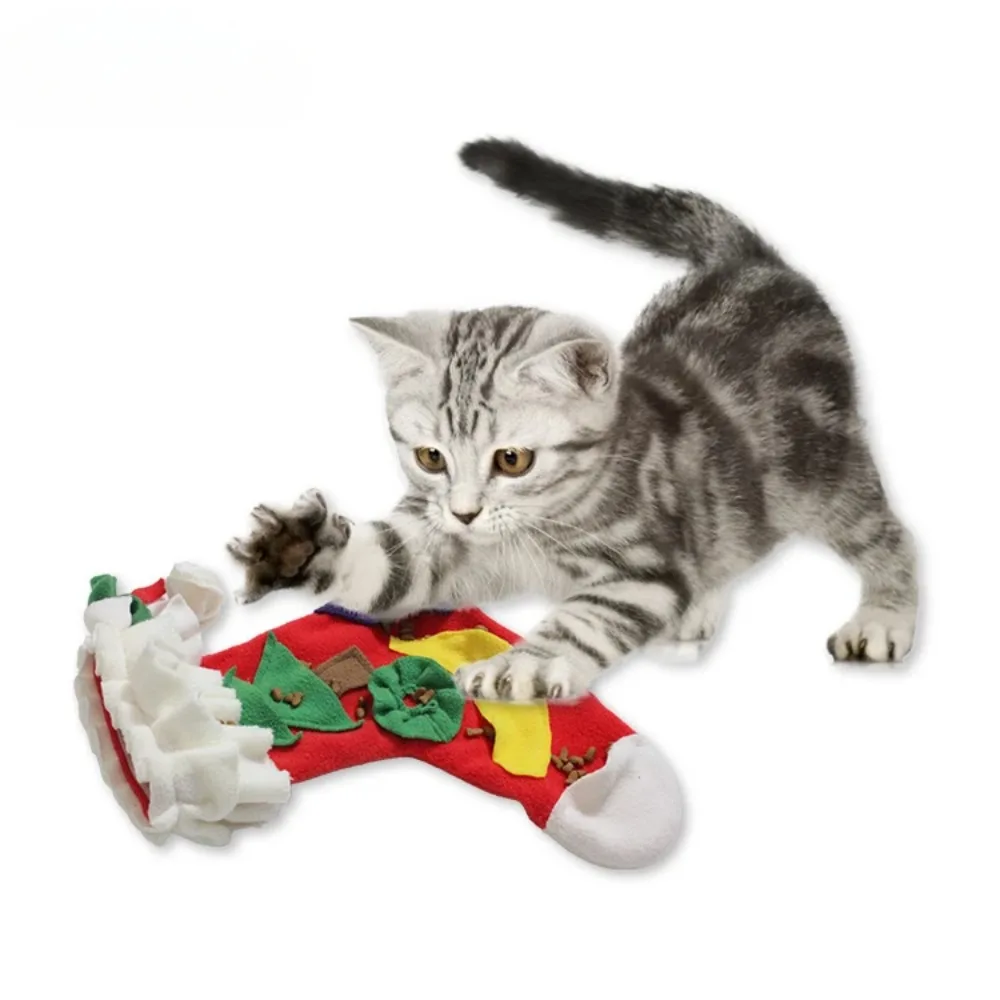 Pet Christmas Smell Mat Meal Mat Cat Dog Bite Resistant Puzzle Toy Slow Food Felt Training Toy Puppy Accessories for Small Dogs