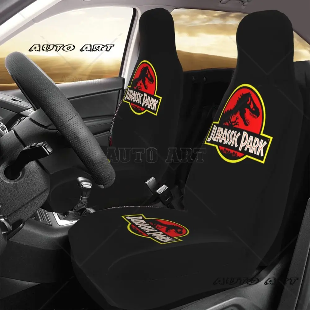 Jurassic Park Car Seat Cover 2PCS Front Car Seat Cover Seat Anti Fouling Protective Cover  Cute Car Accessories