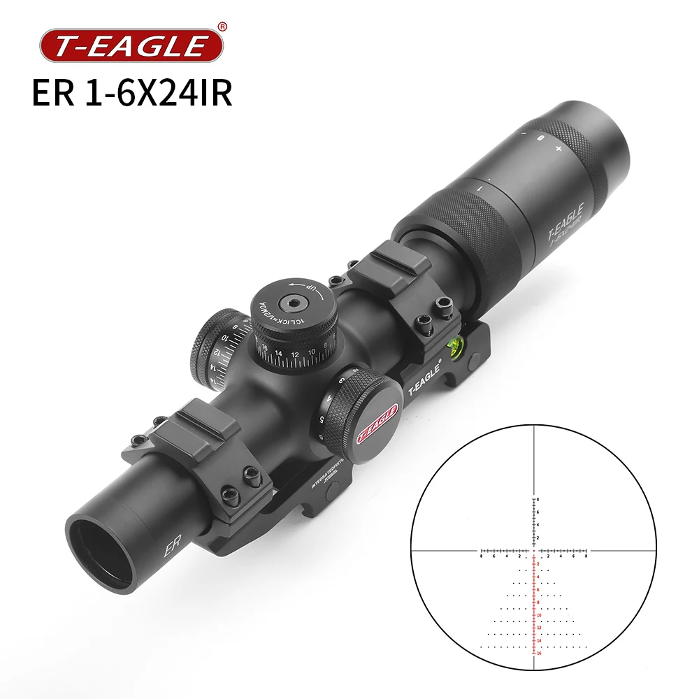 T-EAGLE ER 1-6 X24 IR Tactical Riflescope Spotting Scope for Rifle Hunting Optical Collimator Gun Sight Red Green Light