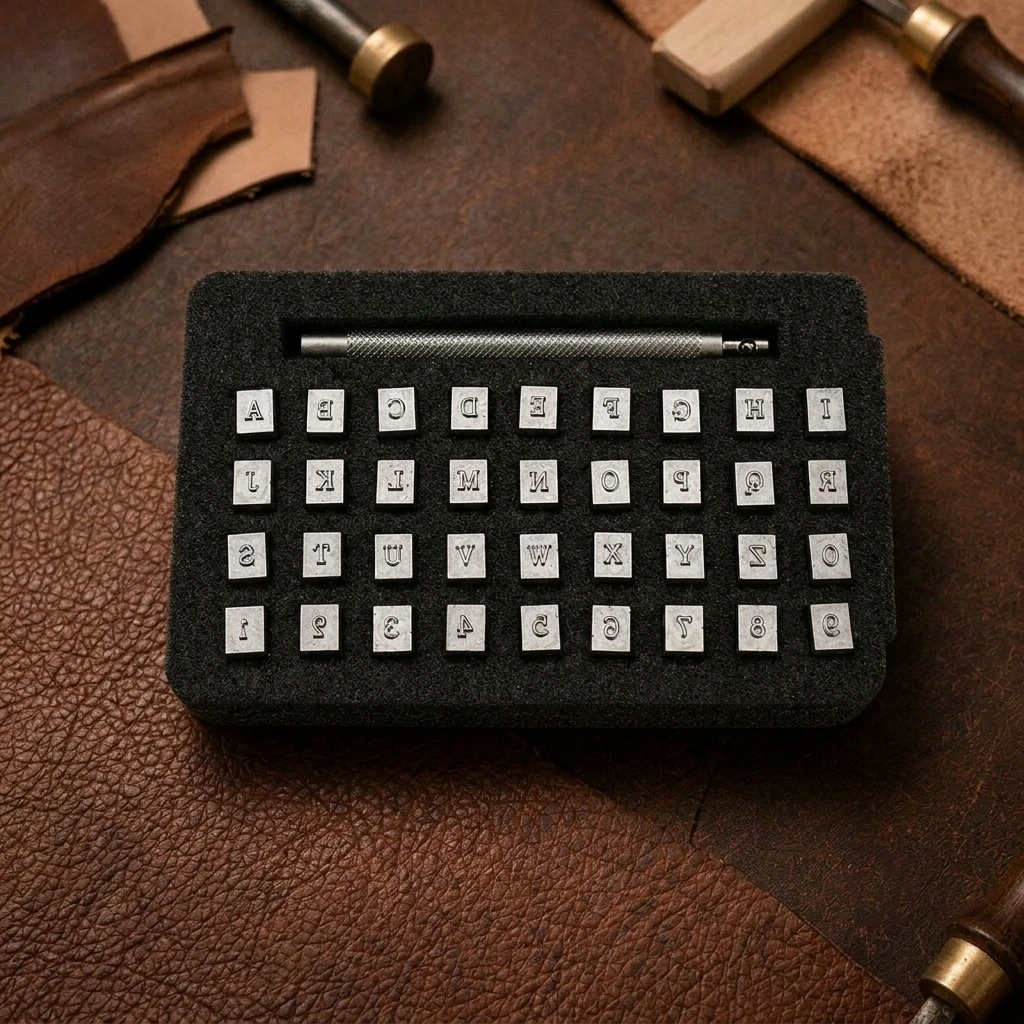 36 Pieces Leather Letter Number Stamping Tool Striking Rod Hardened Steel A-Z 0-9 Punches DIY Leather Craft Belt Wallet Marking