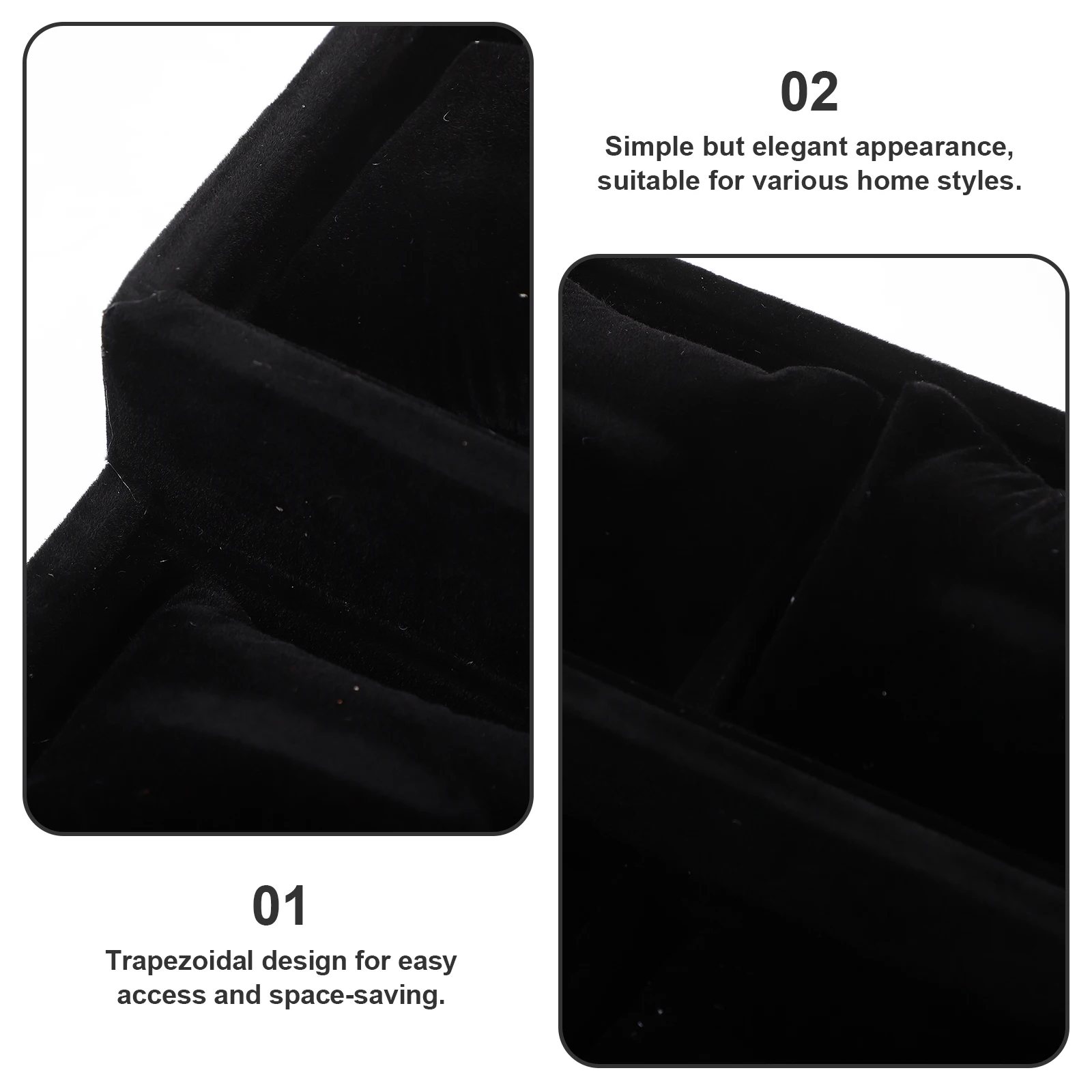 Watch Jewelry Storage Box 2 Layers Black Display Case for Bracelet Gift Desktop Trapezoidal Soft Protect Scratches Multi Layer