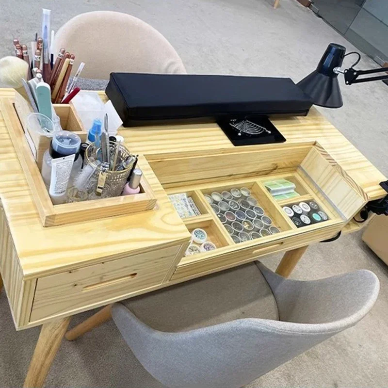 Wood Manicure Table Gel Nails Professional Portable Nail Supplies Tables Salon Makeup Desk Tavola Per Unghie Furniture Beauty