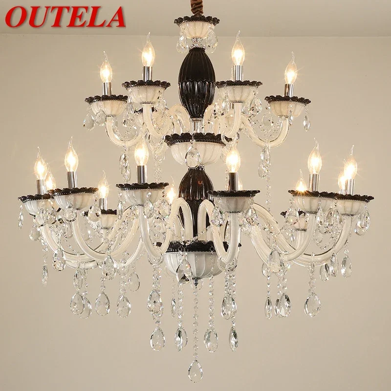 OUTELA European Crystal Pendent Lamp Candle Lamp Luxury Art Living Room Restaurant BedroomVilla Hotel KTV Chandelier