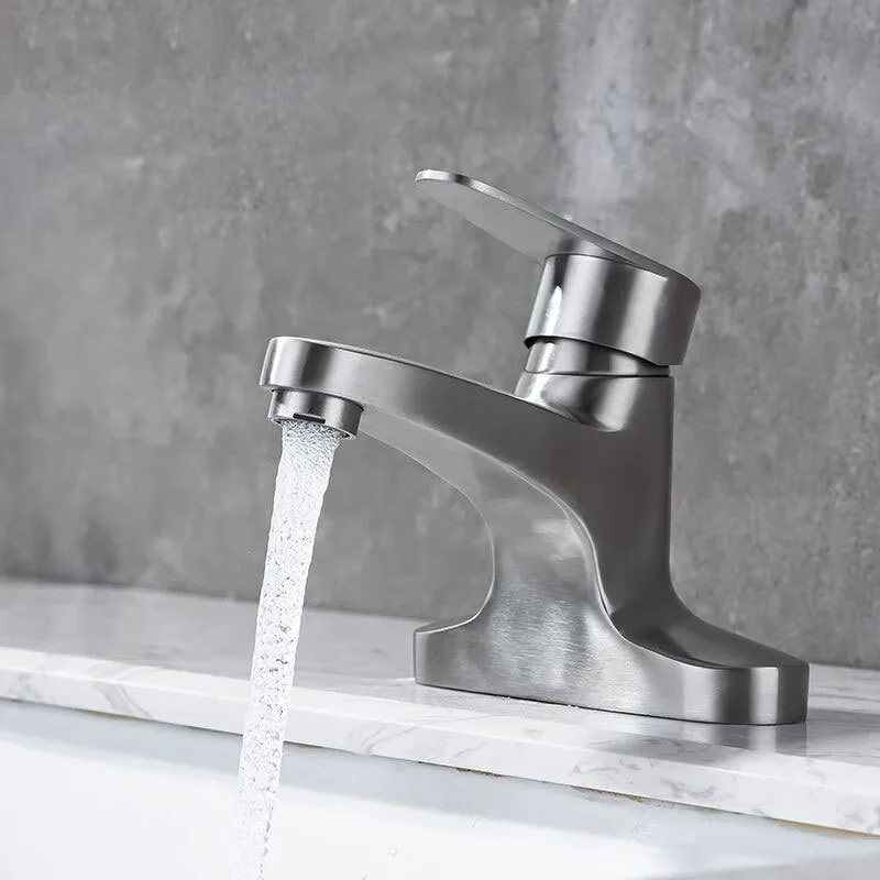 

304 Stainless Steel Brushed Bathroom Faucet Kitchen Faucet Cold and Hot Water Basin Mixer Deck Mounted Tap