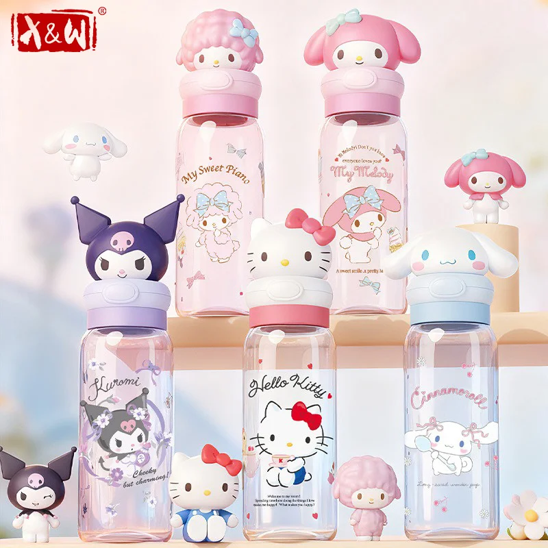 X&W Sanrio 550ml Cartoon My Melody Cup Portable Outdoor Sports/Travel Bottle with  Doll Lid BPA Free Juice/Milk Tea Beverage Cup
